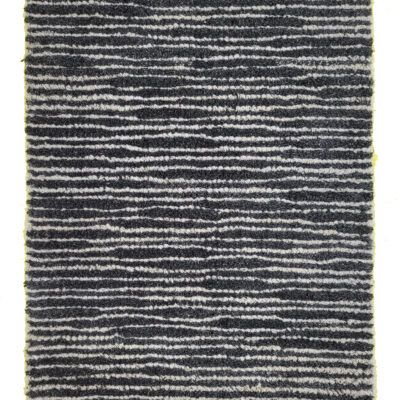 Hand Woven Rug – Charcoal & Ivory Textured Stripe Design