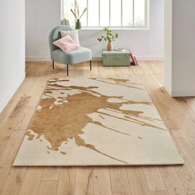 Indo-Tibetan Modern Abstract Spill Pattern Area Rug