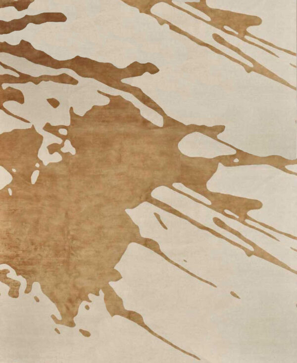 Indo-Tibetan Modern Abstract Spill Pattern Area Rug - Image 4
