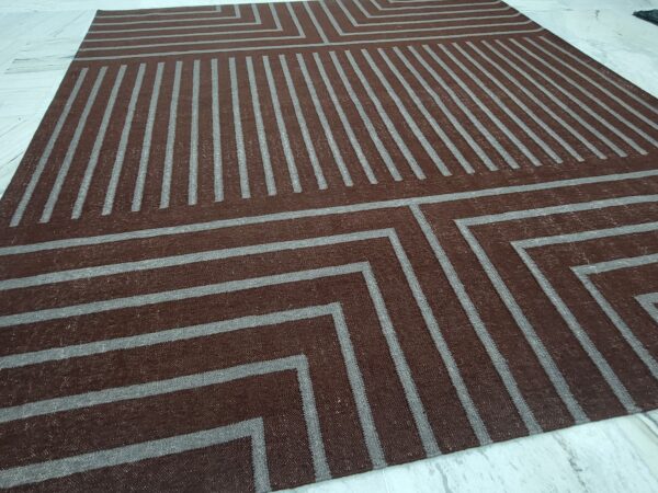 Reddish Brown Wool Flatweave Rug – SR-301 | 8x7 ft - Image 5