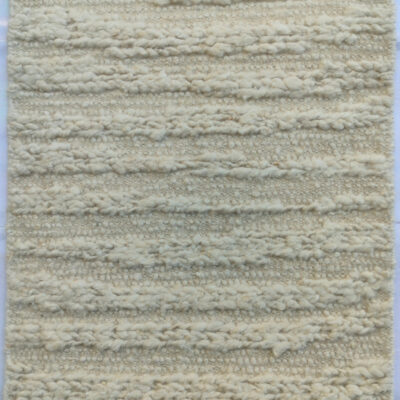 Handmade Wool Textured Rug – Natural Beige Striped High-Low Weave | Modern Neutral Area Carpet